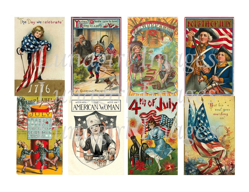 106 PATRIOTIC vintage images DOWNLOAD Victorian postcards, American Flags, July Fourth 4th, Uncle Sam, children, crafts digital art EPHEMERA image 4