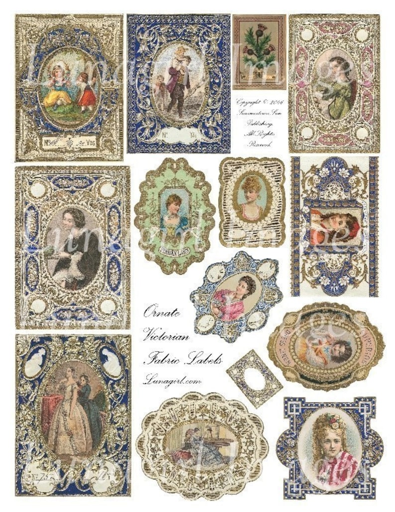 ANTIQUE LABELS Digital Collage Sheet Victorian Sewing Labels Etsy