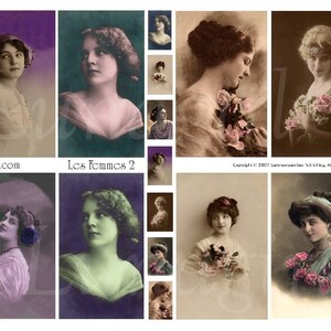 VINTAGE FOTOS FRAUEN FRAUEN digitale Collage Blatt, viktorianischen Damen getönt Französisch Postkarten, Anhänger inchies Charms, veränderte Kunst Ephemera Download