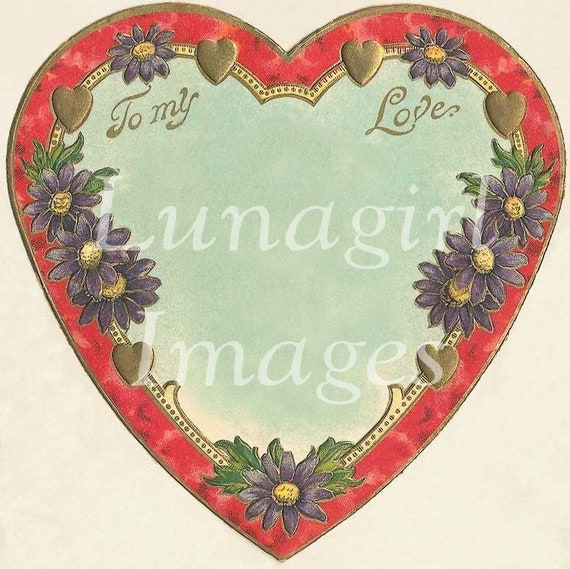 75 Victorian HEARTS, Vintage VALENTINES, Digital Ephemera, Antique