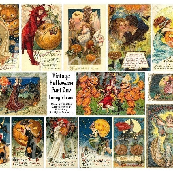 VINTAGE HALLOWEEN digital collage sheet #1, Victorian women ladies, vintage witches fairies, antique postcards altered art Ephemera DOWNLOAD