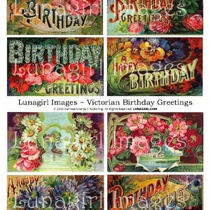 Vintage GEBURTSTAGSKARTEN, digitale Collage, viktorianische Blumen, Stiefmütterchen, antike Grüße, Shabby Chic Blumen, ephemera, shabby chic