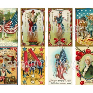 106 PATRIOTIC vintage images DOWNLOAD Victorian postcards, American Flags, July Fourth 4th, Uncle Sam, children, crafts digital art EPHEMERA image 2