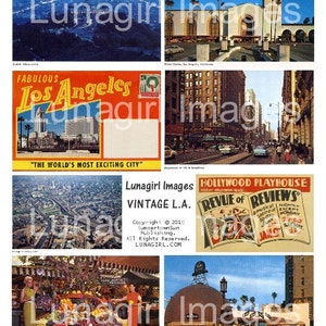 LOS ANGELES digital collage sheet, Vintage Postkarten, 1950er 1960er Jahre Vintage Bilder, L A Sehenswürdigkeiten, Kalifornien Geschichte Fotos Ephemera DOWNLOAD