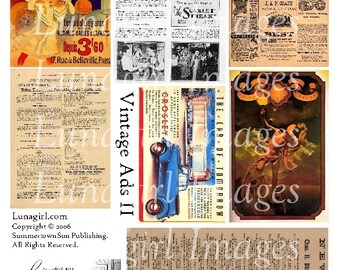 VINTAGE ADVERTENTIES digitale collage blad, retro reclame beelden, kranten afdrukken achtergronden, antieke advertenties, Victoriaanse Kunst Ephemera DOWNLOAD