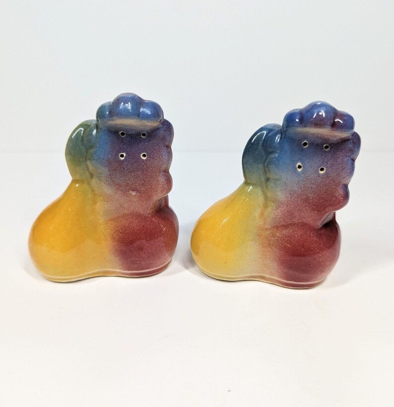 1950's Shawnee Pottery Salt and Pepper Shakers Fruit Pear Peach Grape Ceramic image 2