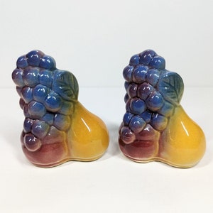 1950's Shawnee Pottery Salt and Pepper Shakers Fruit Pear Peach Grape Ceramic image 1