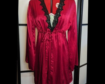 VTG Red SILK 90's VS Vintage Victoria's Secret Gold Label Robe Kimono Cover Up M/L