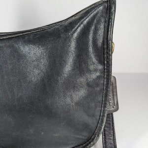 70's 80's Vintage Black Grey Coach Large Swinger Bag Leather Shoulder Bag USA image 7