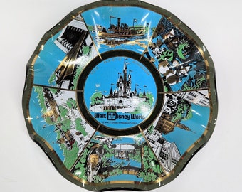 Vintage 70's WALT DISNEY WORLD Magic Kingdom Souvenir Dish Florida Kitsch