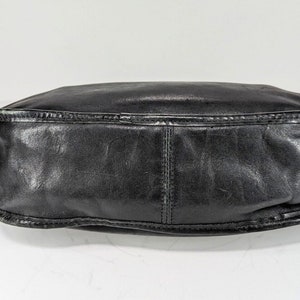 70's 80's Vintage Black Grey Coach Large Swinger Bag Leather Shoulder Bag USA image 5