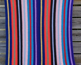 Vintage Handmade Striped Afgan Granny Blanket or throw