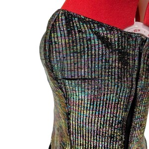 Vintage 1980s Strapless Prom Party Dress Black Colorful Metallic Top MADE USA image 10