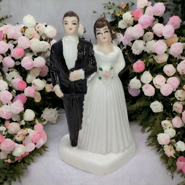 Vintage 50's 60's Bride and Groom Ceramic Wedding Cake Topper MADE IN JAPAN