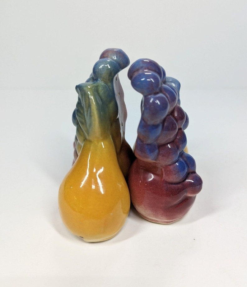 1950's Shawnee Pottery Salt and Pepper Shakers Fruit Pear Peach Grape Ceramic image 3