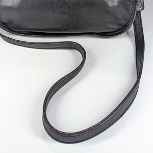 70's 80's Vintage Black Grey Coach Large Swinger Bag Leather Shoulder Bag USA image 3