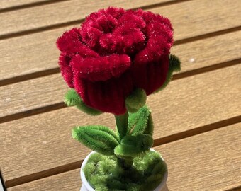 Rose decor, Flower mini pot decoration, Rose Mini Pot, Pipe cleaners Finished products