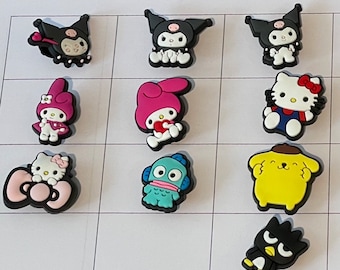 Crocs Style shoe charms, Kuromi shoe charms, Hello Kitty shoe charms, Jibbitz