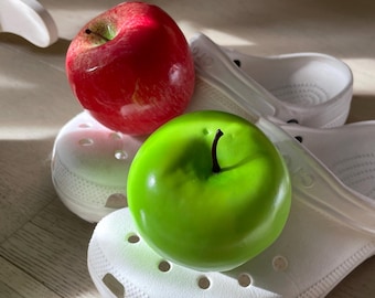 Big apple shoe charms, 1 pair, 3D apple shoe charms