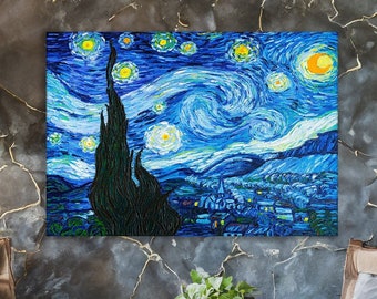 Vincent Van Gogh, bleu nuit étoilée, impression d'art encadrée, impression d'oeuvre d'art, impression sur toile