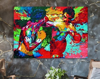 Impression sur toile Rocky Balboa et Apollo Creed pour un match de boxe, impression rocheux colorée, art sur toile de haute qualité, salle de sport, cadeau pour les fans de rocky