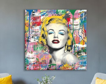 Graffiti Pop Art Marilyn Monroe, Banksy Marilyn Monroe Graffiti Peinture de luxe Gravures de mode Dessin animé Anniversaire Noël Cadeau photos