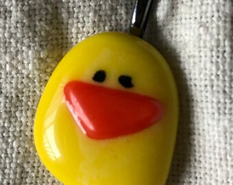 Fused glass easter chick pendant