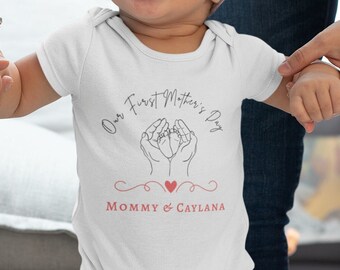 Unser erster Muttertag personalisierter Strampelanzug®, Babygeschenk, neue Mutter, Babymitteilung, neue Muttergeschenk