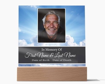 Personalisierte Acryl Gedenkplakette mit Foto, Name & Daten - In Erinnerung an Geschenk