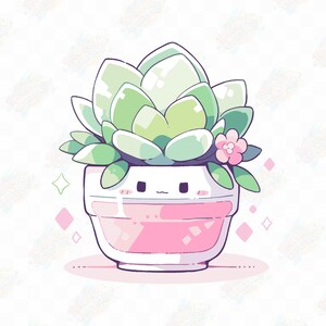 Leuke elegante minimalistische succulente plantenbak, kawaii sticker clipart, hoge kwaliteit png clipart bundel, afdrukbare ambachten, commercieel gebruik