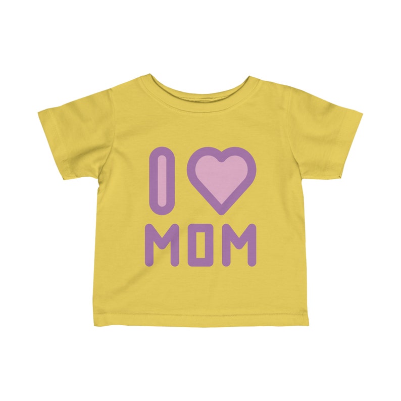 I LOVE MOM T-shirt en jersey fin pour bébé avec inscription mauve image 1