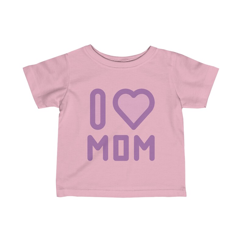 I LOVE MOM T-shirt en jersey fin pour bébé avec inscription mauve image 2