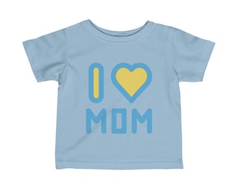 I LOVE MOM Camiseta infantil de punto fino