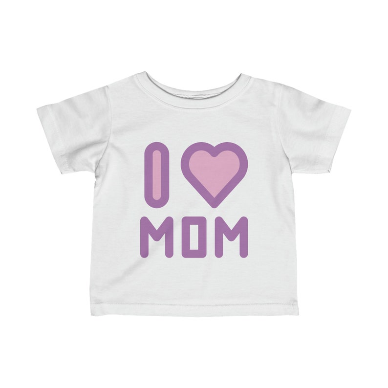 I LOVE MOM T-shirt en jersey fin pour bébé avec inscription mauve image 4