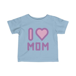 I LOVE MOM T-shirt en jersey fin pour bébé avec inscription mauve image 3