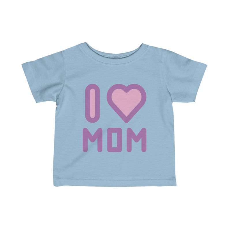 I LOVE MOM T-shirt en jersey fin pour bébé avec inscription mauve image 3