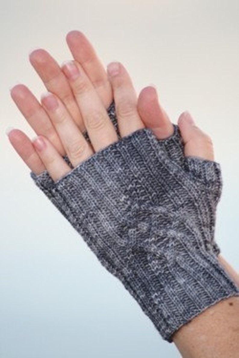 Diamond Cable Fingerless Gloves Pattern PDF Format image 3