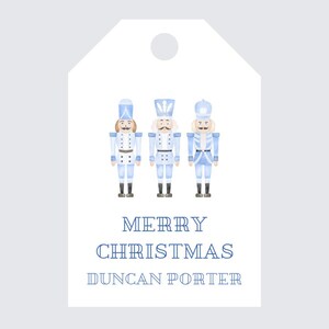 Etiquetas de presente personalizadas: Trio quebra-nozes (azul) | Natal | Feriado | 2"x3"