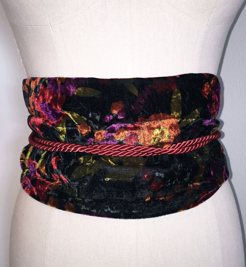 Obi Style Wrap Velvet Cummerbund Belt With Red Cord - Etsy