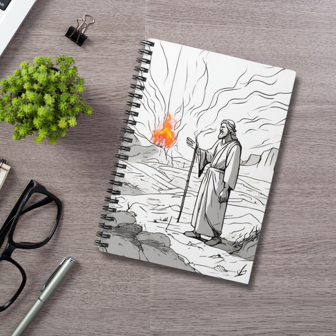 Christian Notebook Burning Bush for Bible Journaling and Sermon Notepad