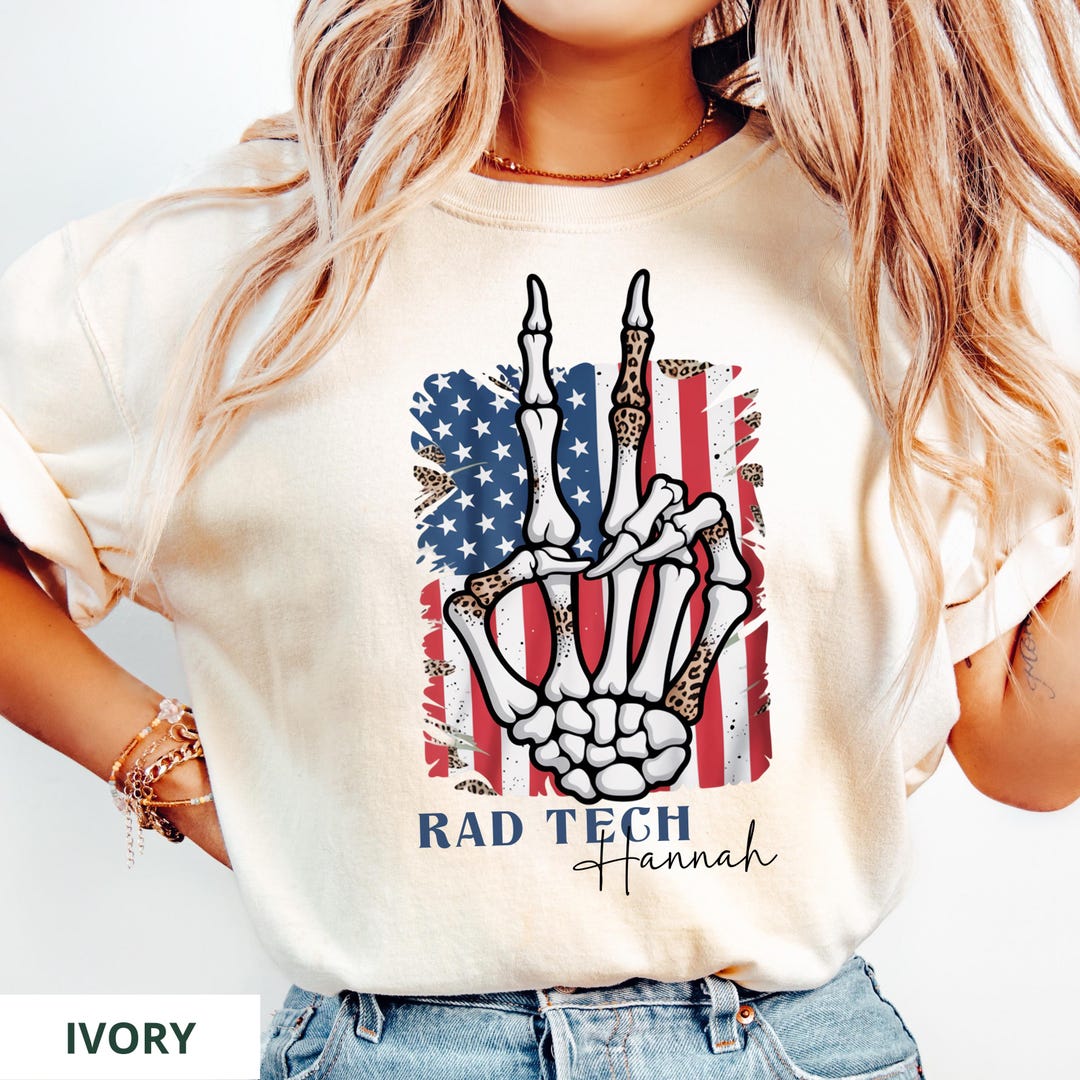 Personalized Rad Tech Shirt, Xray Tech Skeleton Hand Tee, Radiology ...
