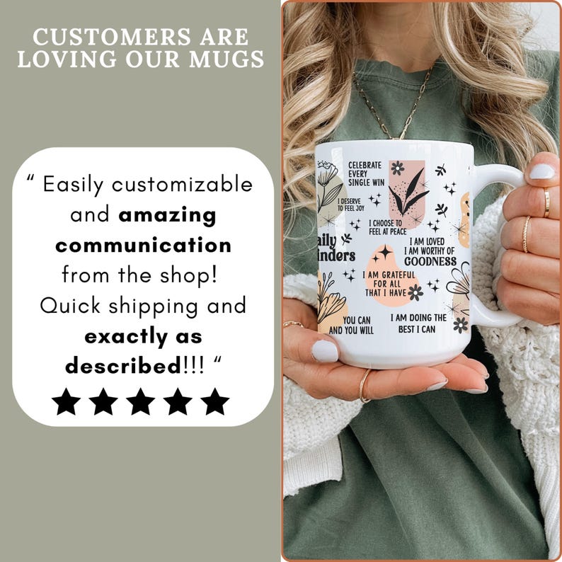 Mental Health mug Daily Affirmations Glass cup 15oz  11oz Daily affirmations mug gift for her best friend tumbler Mental health giftful mug