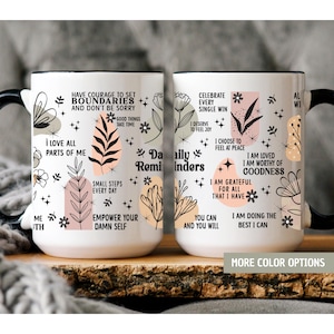 Mental Health mug Daily Affirmations Glass cup 15oz  11oz Daily affirmations mug gift for her best friend tumbler Mental health giftful mug