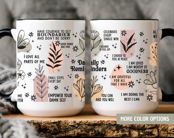 Mental Health mug Daily Affirmations Glass cup 15oz  11oz Daily affirmations mug gift for her best friend tumbler Mental health giftful mug