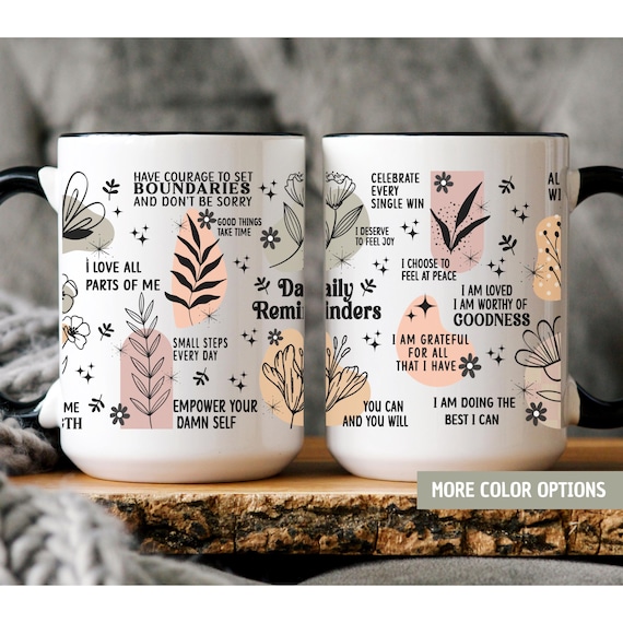 Mental Health mug Daily Affirmations Glass cup 15oz  11oz Daily affirmations mug gift for her best friend tumbler Mental health giftful mug