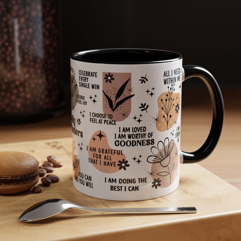 Mental Health mug Daily Affirmations Glass cup 15oz  11oz Daily affirmations mug gift for her best friend tumbler Mental health giftful mug