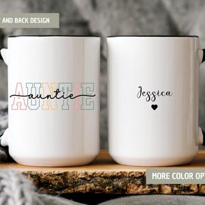 Personalized Auntie Mug, Custom Name Gift for Aunt, Best Aunt Ever Coffee Cup, Cute Aunt Birthday Gift, New Aunt Pregnancy Reveal.