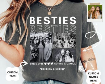 Custom Besties Photo Shirt, Vintage 90s Custom Bootleg Shirt, BFF Outfit, BFF Birthday Gift, Matching Friendship Gifts, Best Friend Shirt.