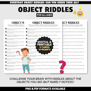 Huishoudelijke artikelen raadraadsels, puzzel objecten afdrukbare kaarten, mind challenge trivia, ijsbreker activiteit kantoorfeest voor collega's
