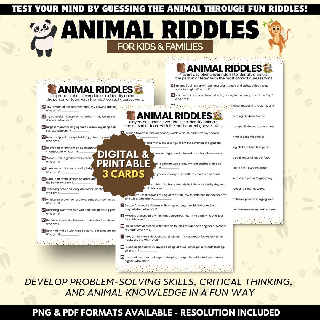 Animals Fun Interactive Riddles for Kids, Summer Vacation Brain ...